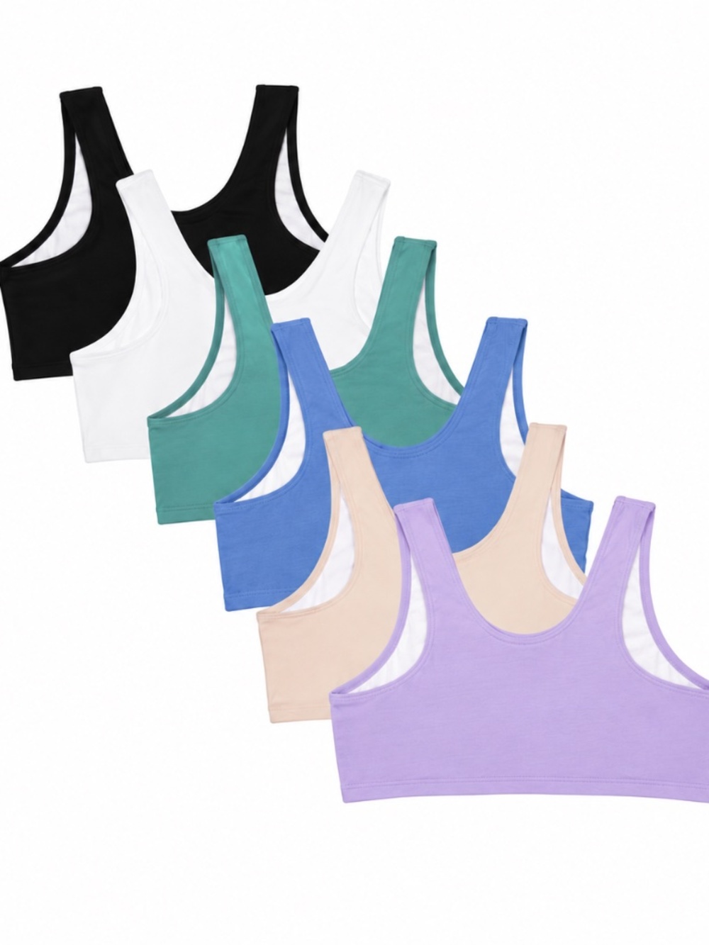 Fruit of the Loom Girls Cotton Sports Bra 6-Pack, Style-94022